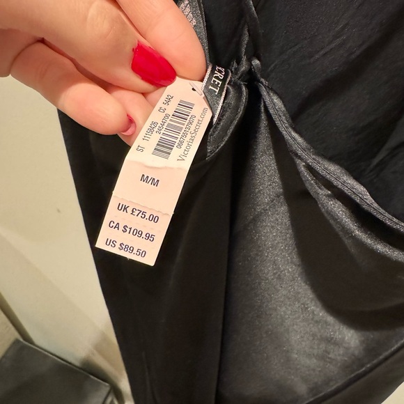 NWT Victoria Secret Black Satin Slip Dress - Picture 3 of 3